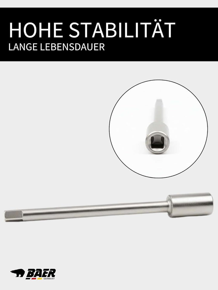 BAER Verlängerung für Vierkant 9,0mm | M 14-16 - Vierkantverlängerung - für Vierkantwerkzeuge nach D