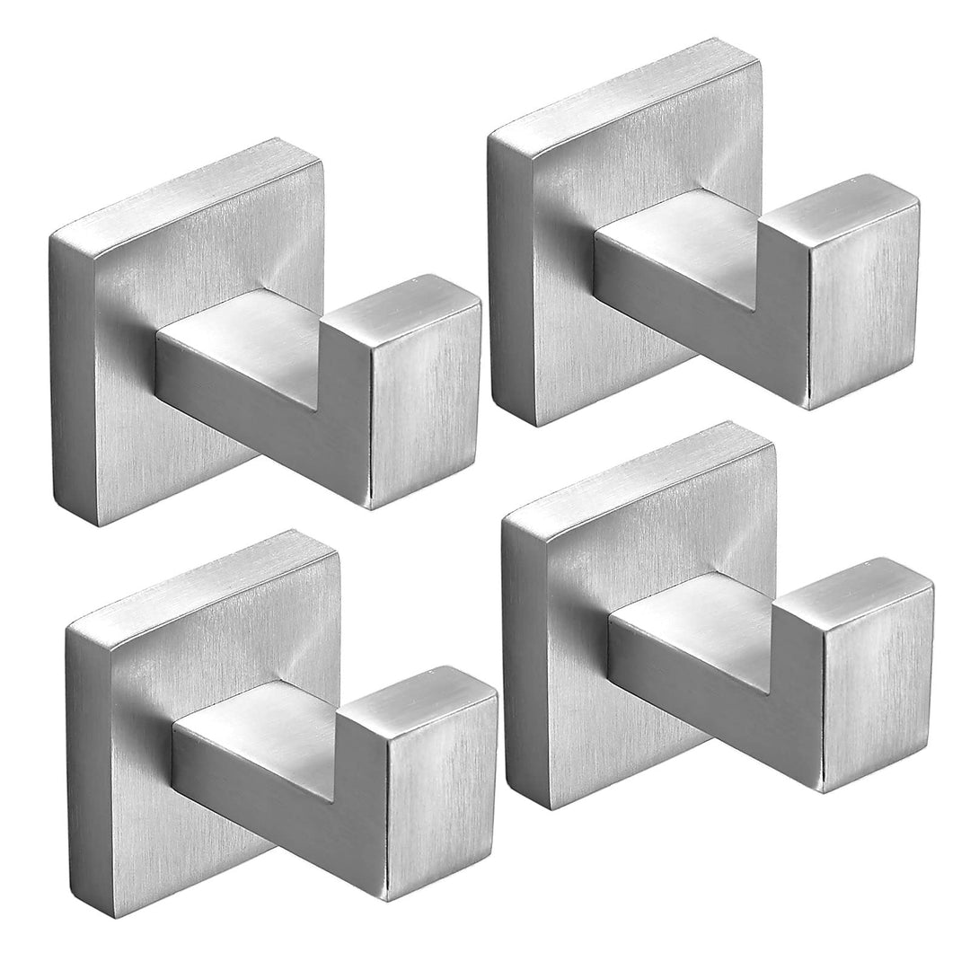 SHUNLI Handtuchhaken Kleiderhaken Wandhaken 4 Stück, Gebürstetes Nickel Modern Quadrat Garderobenhak