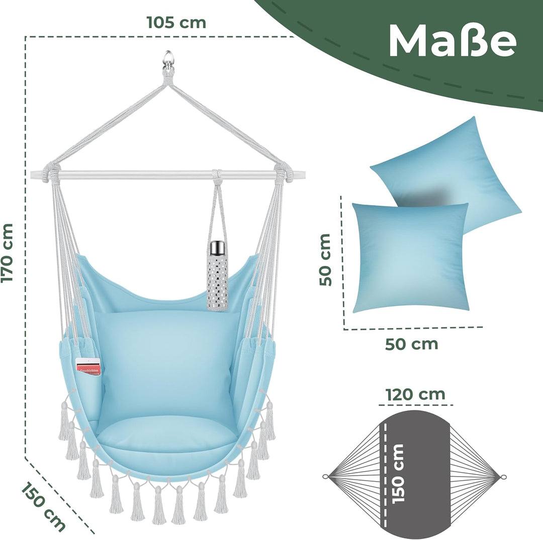 KESSER® Hängesessel Safari XXL Hängestuhl für Erwachsene & Kinder Hängematte bis 150 kg Hängesitz Au