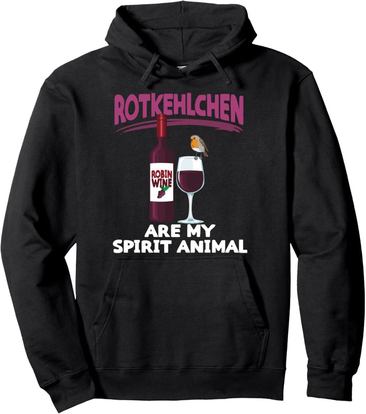 Lustiges Rotkehlchen Rotwein Weintrinker e Pullover Hoodie