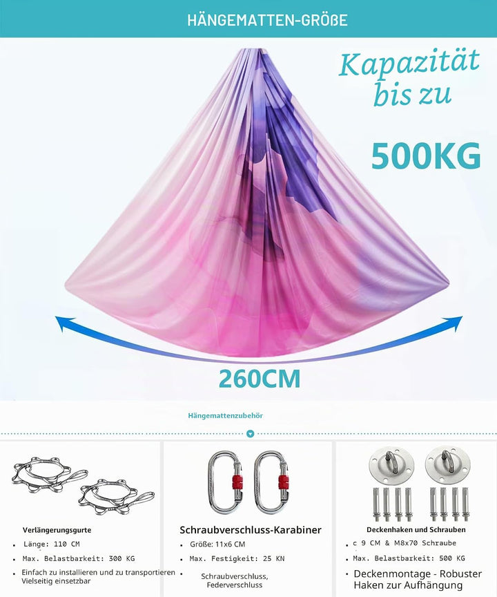Yoga-Set für Erwachsene, Yoga-Zubehör, 500 kg Belastung, inkl. Kompletter Installationshardware Muti