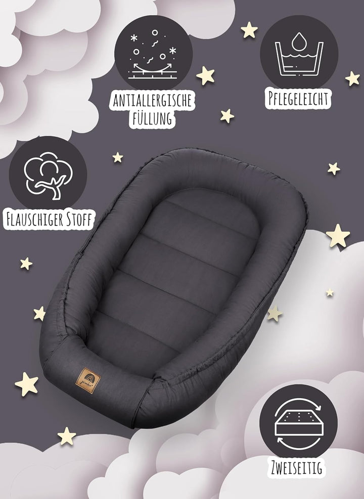 PIMKO Babynest Babynestchen für Baby Kuschelnest 2-seitig Babykokon für Säuglinge und Neugeborene Ba