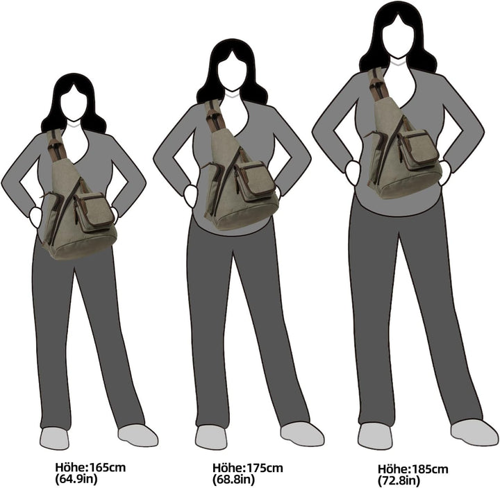 KL928 Canvas Sling Bag Herren und Damen, Crossbody Brusttasche Schulterrucksack Schultertasche Rucks