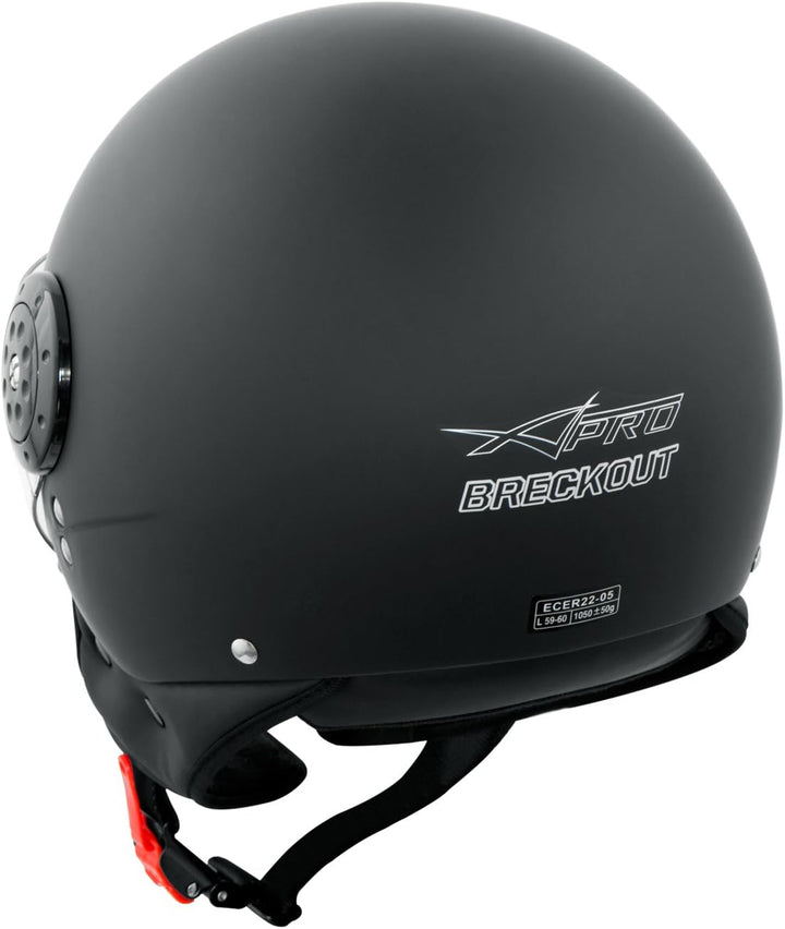 Motorradhelm Roller Jet Demi Helm Scooter Homologiert Avio Visor 61 cm (XL) Schwarz Matt, 61 cm (XL)