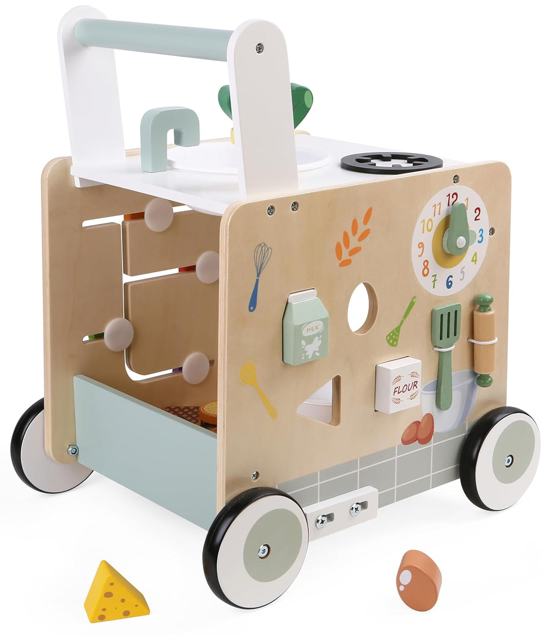 Bayer Chic 2000 Lauflernwagen Holz | 2in1 Activity-Walker mit Spielküche | Stabiler Holz-Lauflernwag