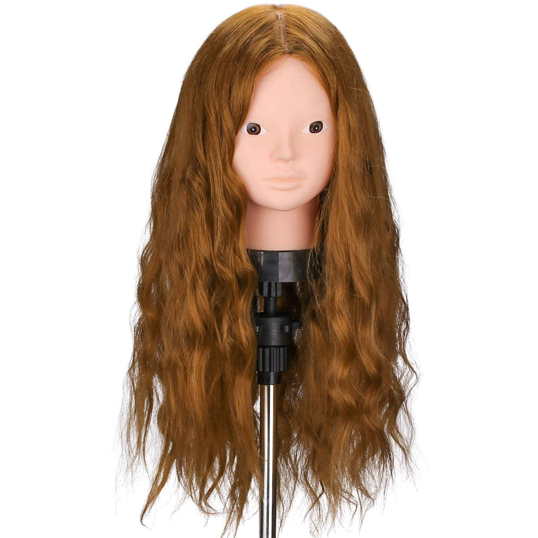 TopDirect 60cm/23.5 Zoll 80% Echthaar Haar Frisierkopf Schminkpuppe Kopf, Bilden Make-up Friseur Übu