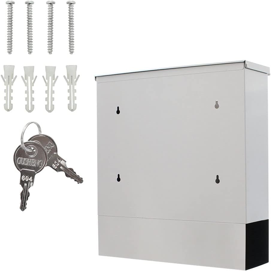 Rottner Briefkasten Lago INOX, Zylinderschloss mit 2 Schlüssel, Edelstahl, BxH 305x330 mm, Befestigu