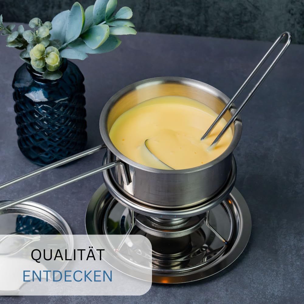 Westmark Butterpfännchen/Sossenwärmer, Mit Deckel, Sossenlöffel und Stövchen, Rostfreier Edelstahl,