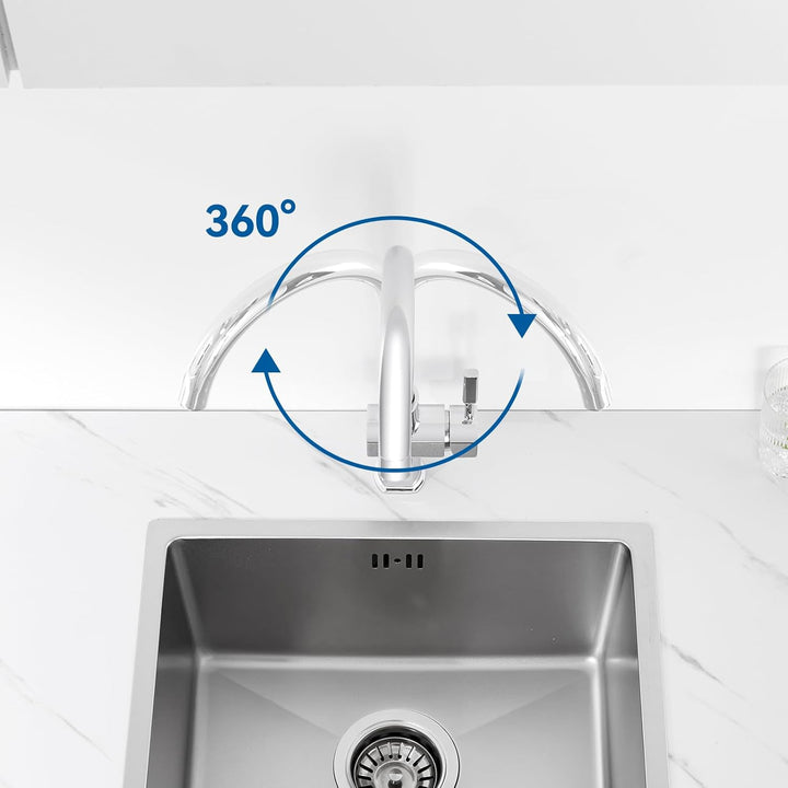 Auralum Küchenarmatur Spültischarmatur aus Edelstahl für Küche, Hochdruck wasserhahn küche mit 360°