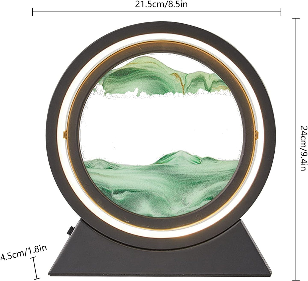 kyaoayo Sandbild Zum Drehen mit LED Nachtlicht，10" Dynamisch 3D Sandbilder zum Drehen，Tiefsee Sandbi