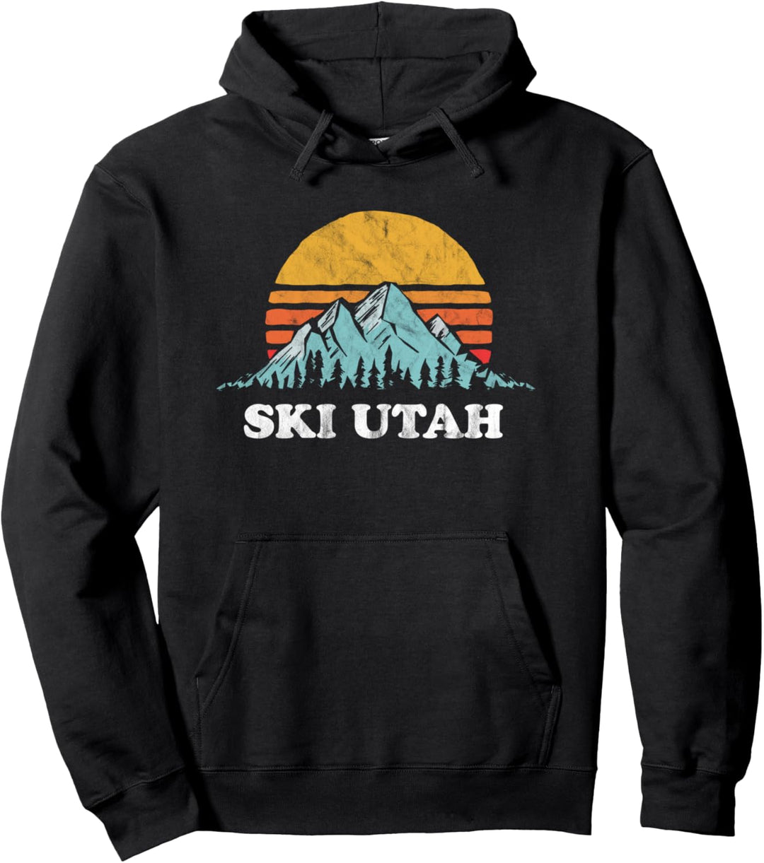 Ski Utah Vintage Retro Vibe Skiing Pullover Hoodie