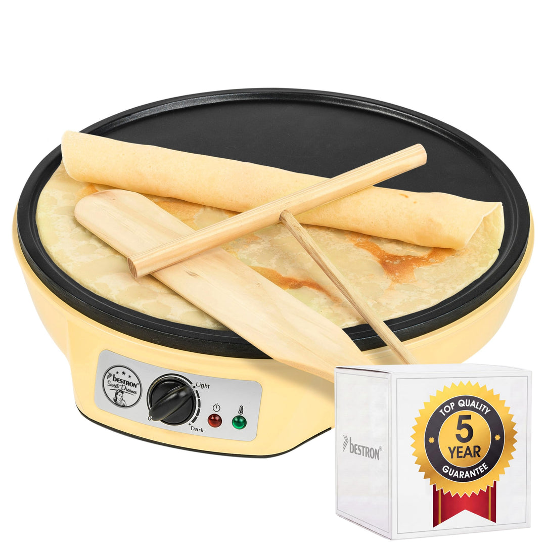Bestron Crêpes Maker im Retro Design, für Crepes mit Ø 30 cm, inkl. Teigverteiler & Crêpes-Wender, m