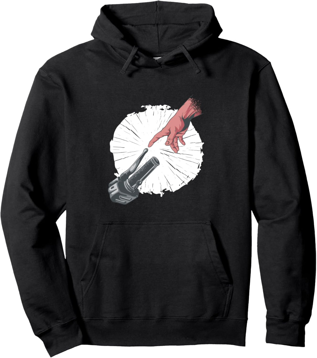 Motorrad Michelangelo Parodie Die Erschaffung des Bikers Pullover Hoodie