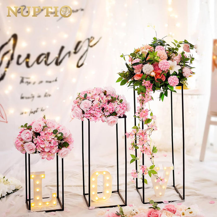 Nuptio Schwarze Vase Pflanzenständer 3 Stück Hohe Blumenvasen für Geburtstag Party Tafelaufsätze - M