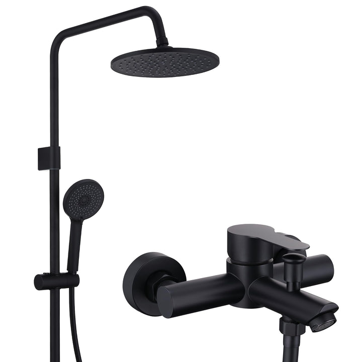HOMELODY Badewannenarmatur mit Duschsystem, Schwarz Handbrause mit 4 Funktionen, 360° drehbarer Ausl