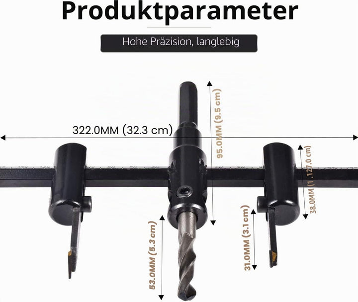 kreisschneider Verstellbar [Durchmesser: 30mm - 300mm], Verstellbar von 1 Zoll bis 5 Zoll Lochsägen