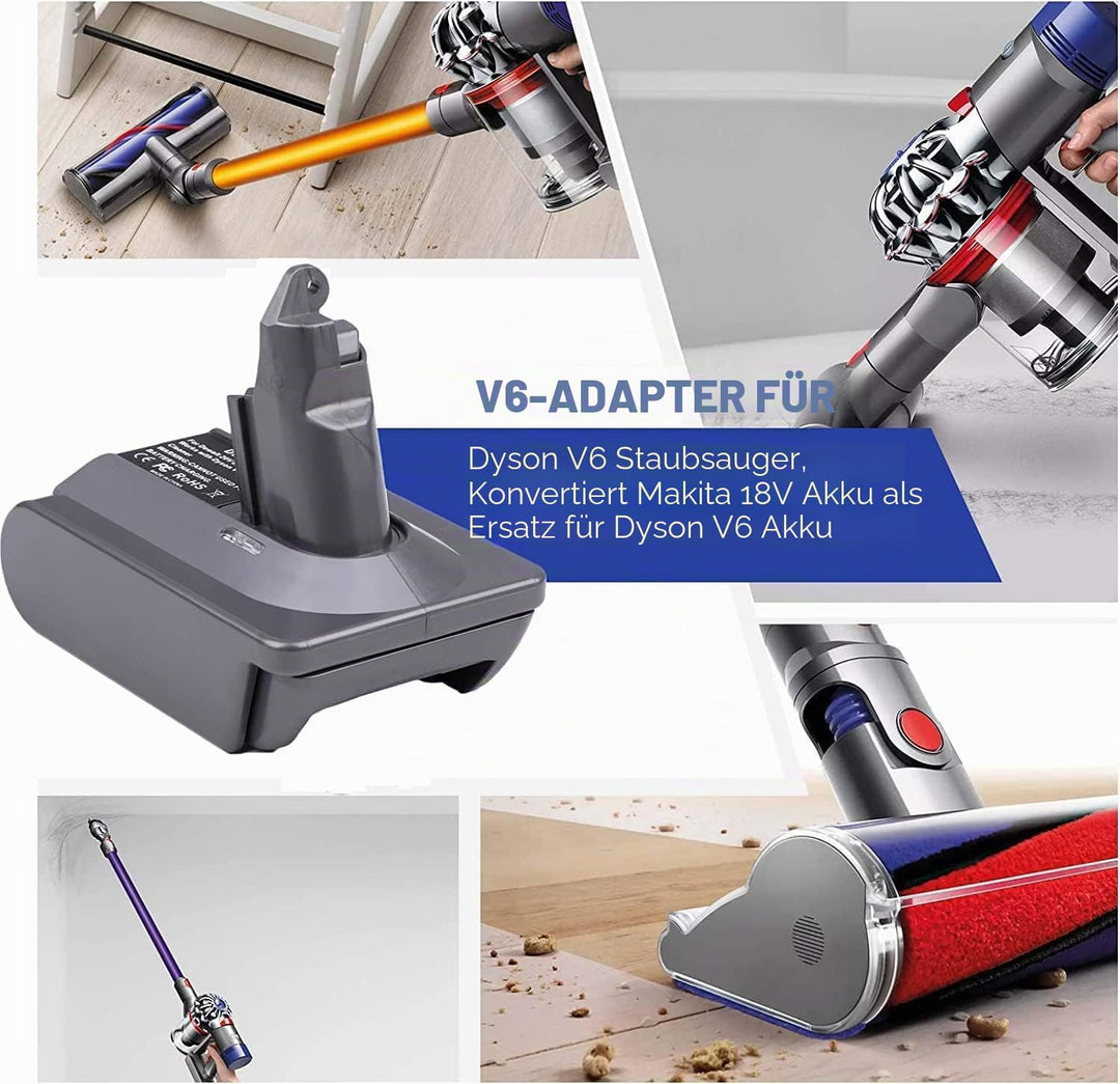 URUN für Dyson V6 Akku Adapter, MT18V6 Konvertiert für Makita 18V Lithium Akku auf für Dyson V6 Vacu