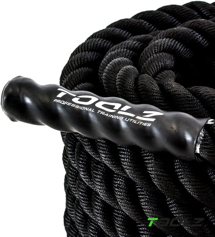 TOOLZ Battle Rope, Sportseil für Kraftausdauertraining, schwarz, Länge: 12m / Durchmesser: 35 mm/Gew
