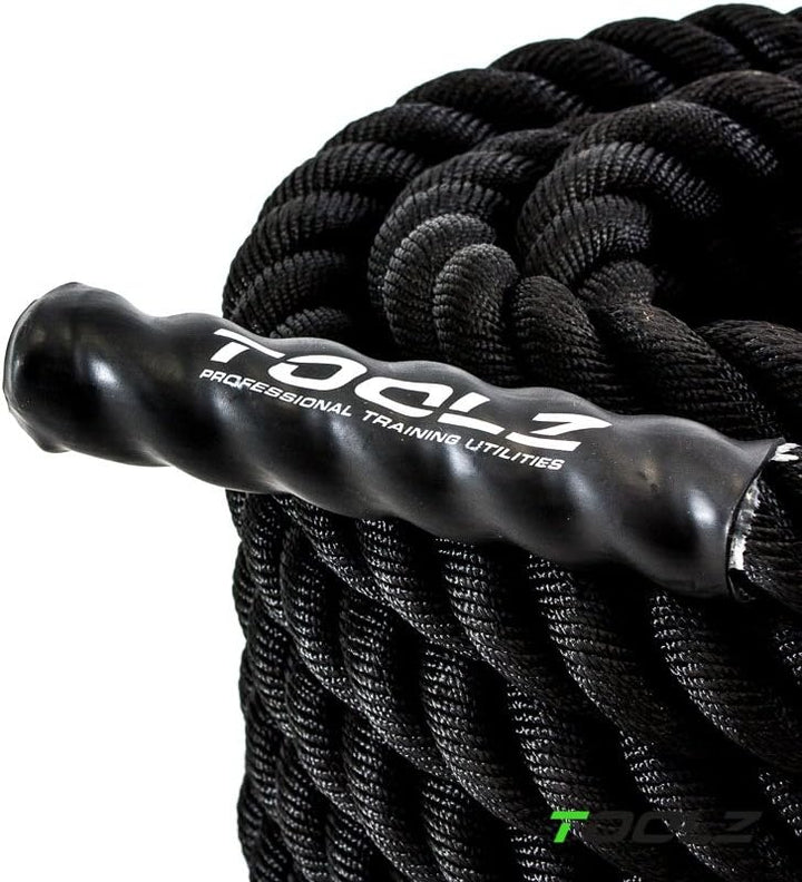 TOOLZ Battle Rope, Sportseil für Kraftausdauertraining, schwarz, Länge: 12m / Durchmesser: 35 mm/Gew