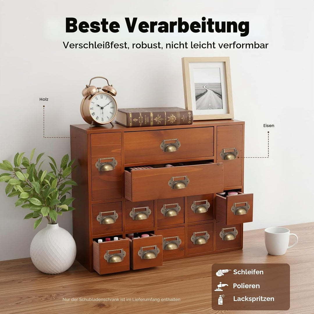 Mini Kommode mit 14 Schubladen Vintage Schubladenschrank Holz-Apothekerschrank für den Tisch geeigne