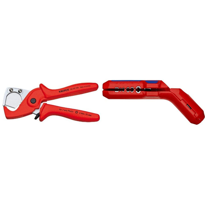 KNIPEX PlastiCut Schlauch- und Schutzrohrschneider (185 mm) 90 20 185 &amp; ErgoStrip Universal-Abmantel