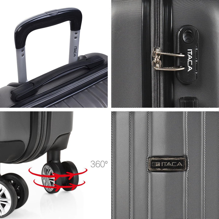 ITACA - Trolley Handgepäck Cabin Trolley Koffer Reisekoffer Hartschalenkoffer mit Zahlenschloss - Ka
