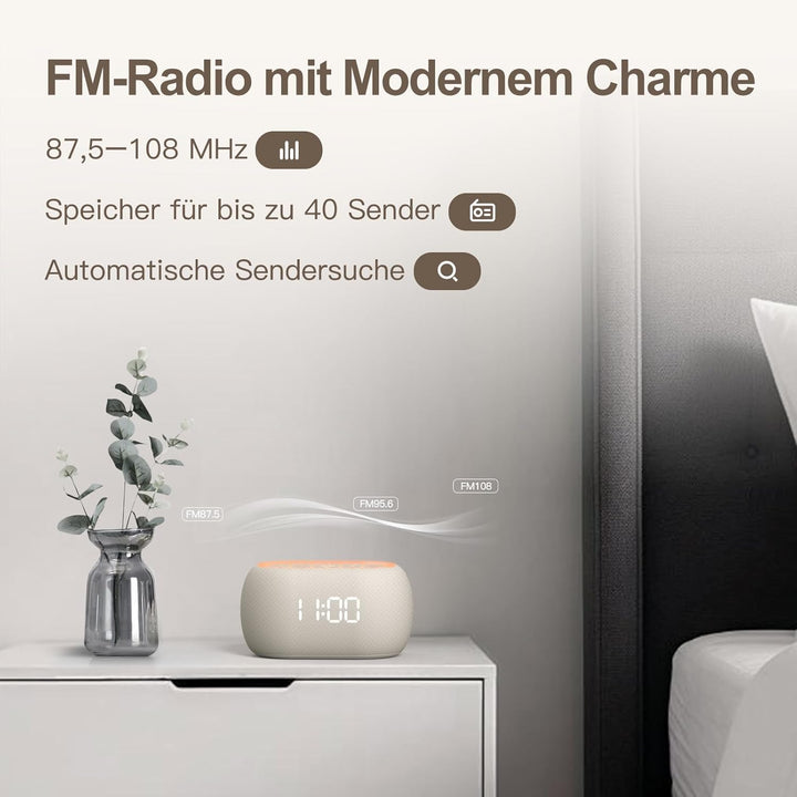 ANJANK Digitaler Radiowecker 4-in-1 mit Bluetooth Lautsprecher, Wecker mit 7 Farben Nachtlicht, UKW