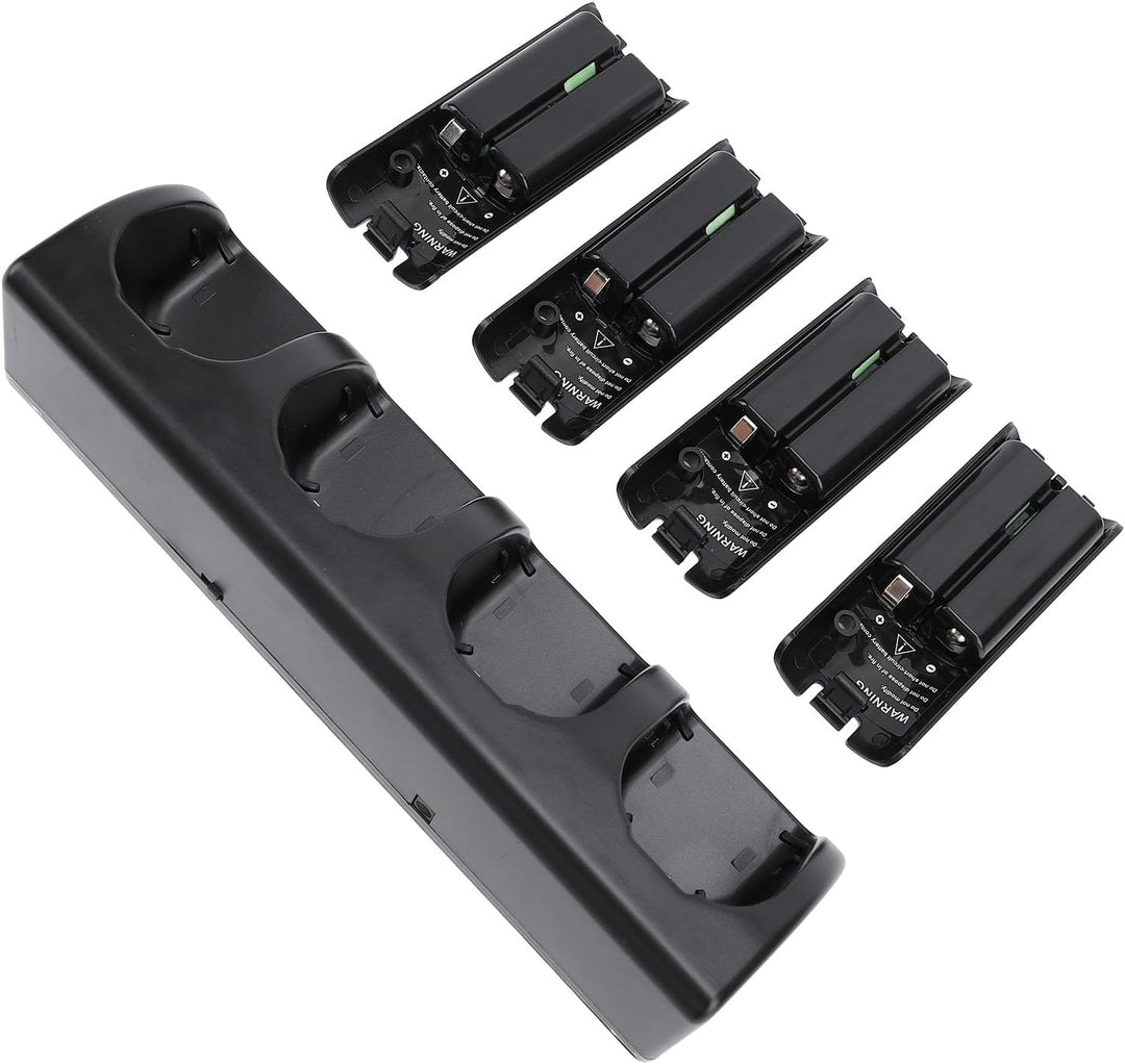 Fernbedienungs-Ladegerät, 4-in-1-Ladestation mit 4 Wiederaufladbaren 2800-mAh-Batterien, mit LED-Anz