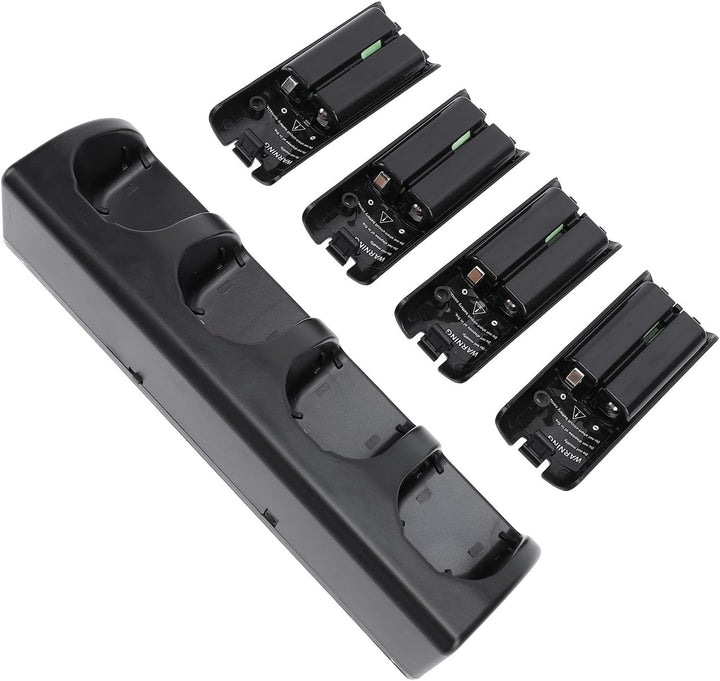Fernbedienungs-Ladegerät, 4-in-1-Ladestation mit 4 Wiederaufladbaren 2800-mAh-Batterien, mit LED-Anz