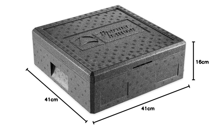 thermohauser EPP-Thermobox Pizza schwarz mit Deckel - 12,5 Liter - 41 x 41 x 16 cm - Pizzabox für Li