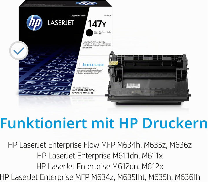 HP 147Y (W1470Y) Schwarz Original Toner mit extra hoher Reichweite für HP LaserJet Enterprise M611,