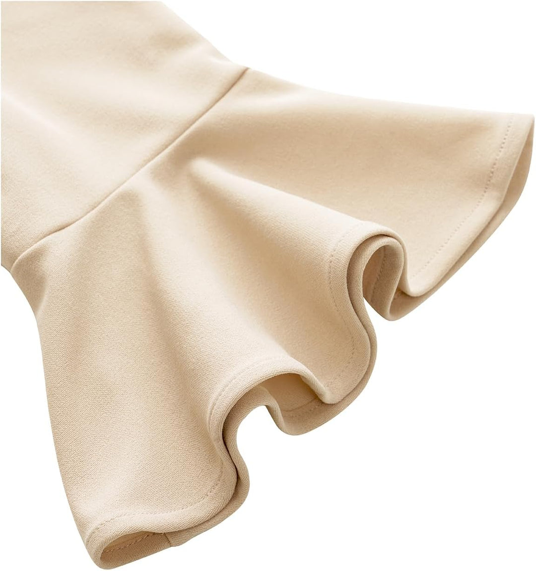 Gardenwed Festliches Kleid Damen 3/4 arm Flare Bell Sleeve Rundhals Kleider High-Low Cocktailkleider