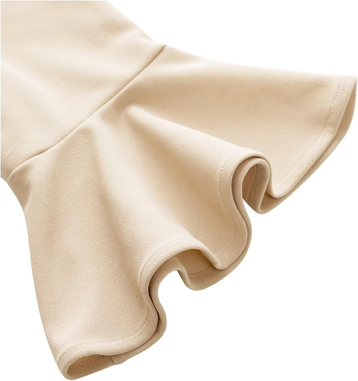 Gardenwed Festliches Kleid Damen 3/4 arm Flare Bell Sleeve Rundhals Kleider High-Low Cocktailkleider