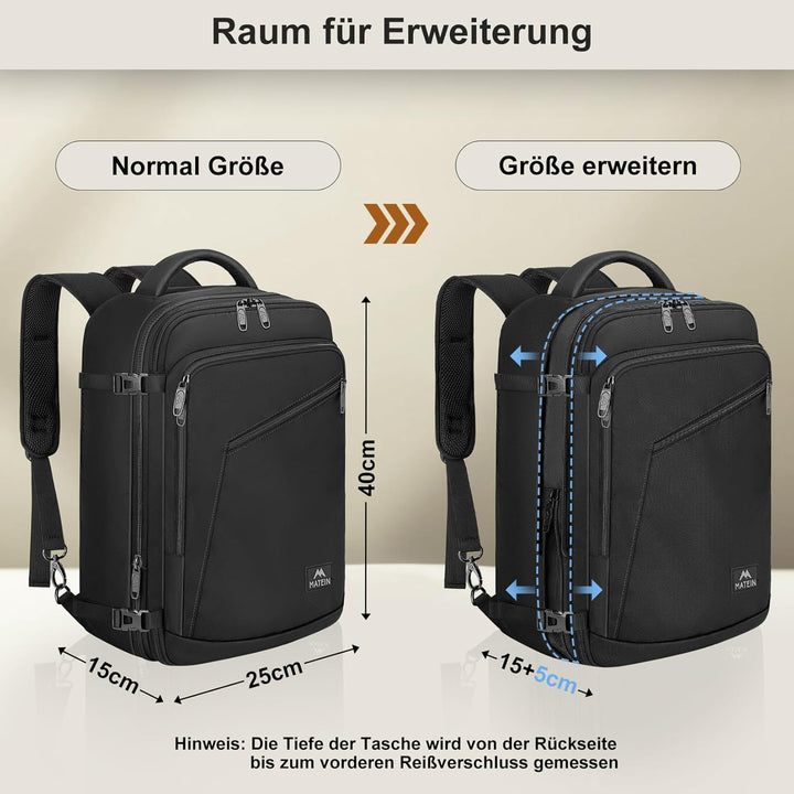 MATEIN Reiserucksack Handgepäck Flugzeug, Ryanair Handgepäck 40x20x25 Klein Rucksack Damen 20L, Erwe