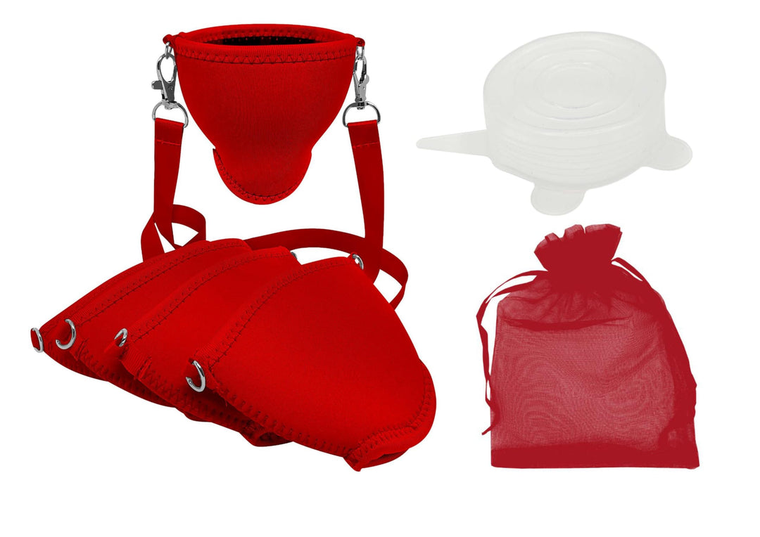 WineHolder - Weinglas-Halter für den Hals, Weinglashalterung inkl. Halstrageband (Lanyard) Rot - 5er