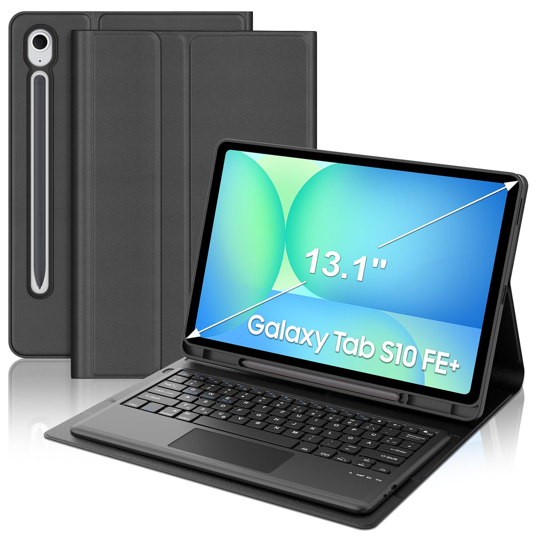 Für Galaxy Tab S10 FE+ Hülle mit Trackpad Tastatur – Deutsches QWERTZ-Layout, Präzisions-Touchpad fü