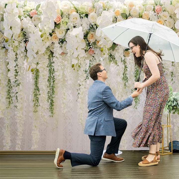 BUTEN Weisser Blumen-Hintergrund, Vorhang für Brautparty, Hochzeit, Rose, Fotografie - Babyparty Dek