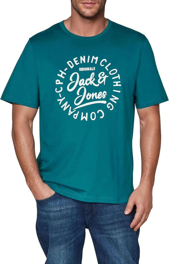 JACK & JONES JJLINO T-Shirt 4er Pack Rundhals Kurzarm Shirt Regular Fit Print Sommer 100% Baumwolle