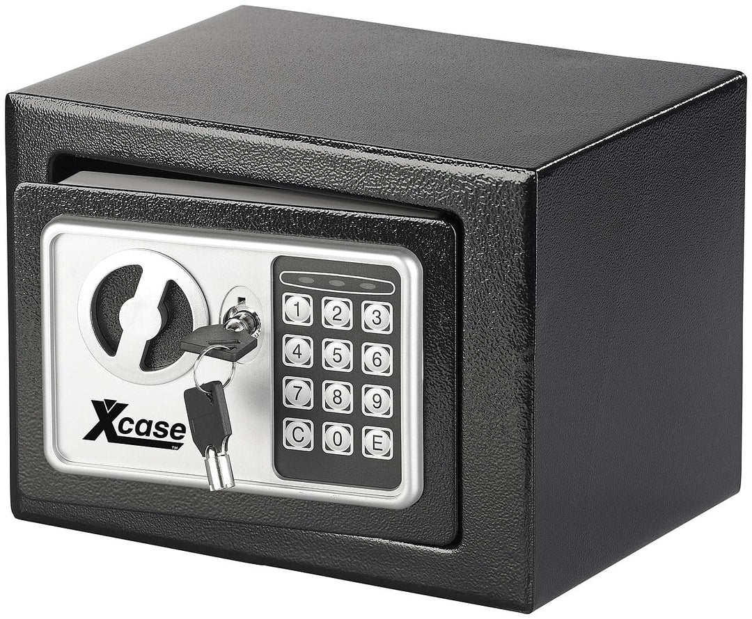 Xcase Mini Tresor: Stahlsafe mit digitalem Code-Schloss und 2 Tresor-Schlüsseln, 5 Liter (Mini Treso