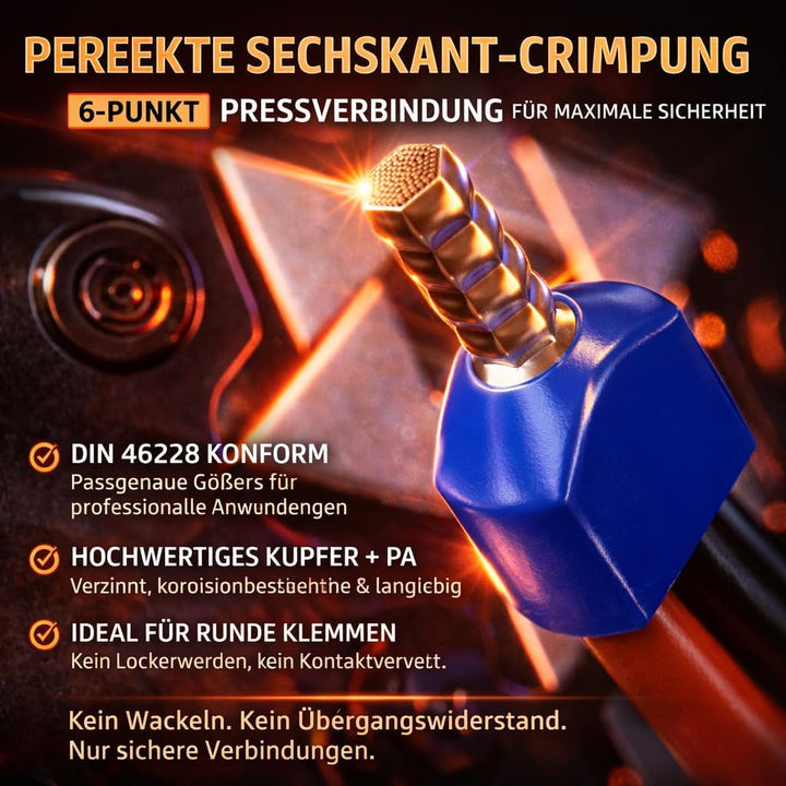 PEBA Crimpzange Aderendhülsen Set, Sechskant Crimpzange [0,08-10 mm²] mit 21 Arten Isolierte Aderend