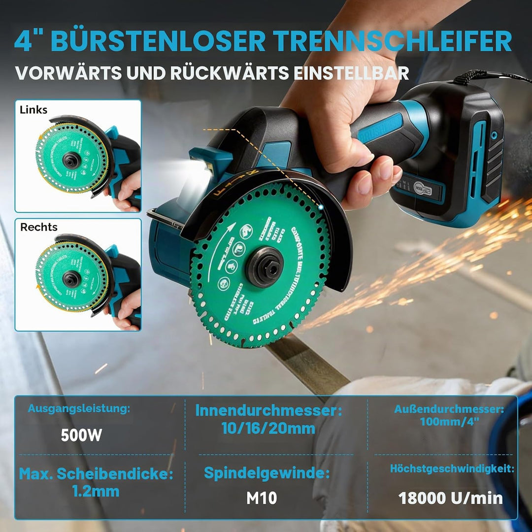 Akku-Winkelschleifer für Makita 18 V, bürstenloser Mini-Winkelschleifer, 18000 U/min, 100 mm, kleine