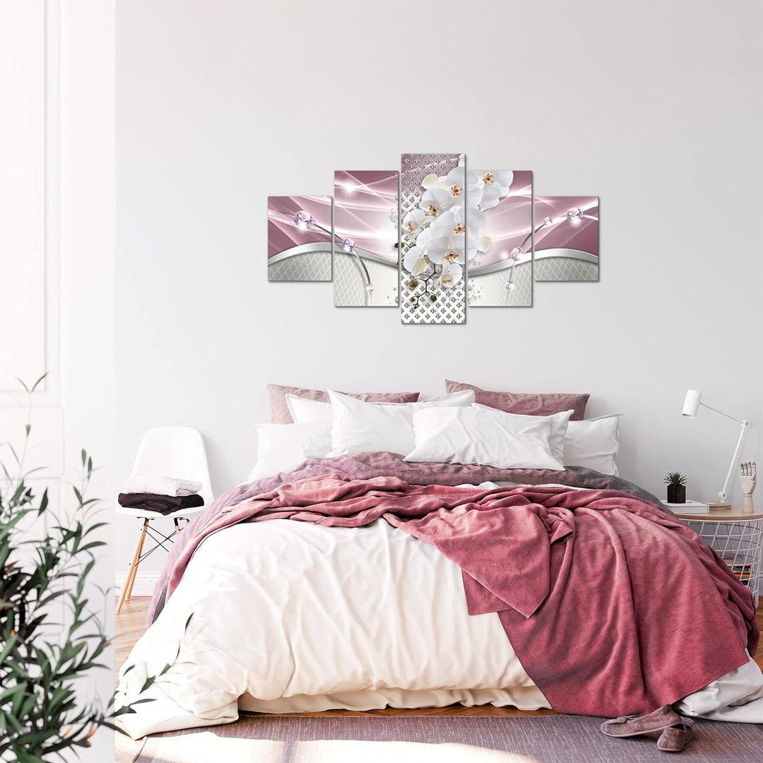 Runa Art Bild Wohnzimmer Schlafzimmer Blumen Orchidee 5 Teilig Abstrakt Grau Violett Wandbilder auf