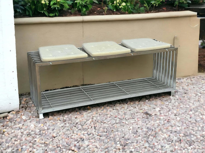 DanDiBo Gartenbank Edelstahl Metall Wetterfest Massiv 150 cm Sitzbank Bank Garten 96429 Parkbank Lam