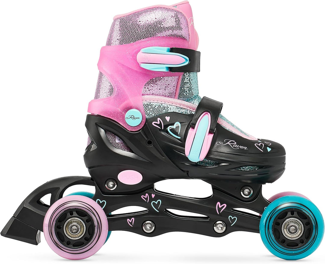 RAVEN 4in1 Inline Skates Triskates Rollschuhe Schlittschuhe Inliner für Kinder Mädchen verstellbar 3