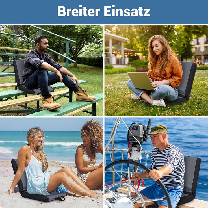 RELAX4LIFE Tragbarer Bodenstuhl, Stadionsitz klappbar, Gepolsterter Bodensessel mit 6-Fach Verstellb