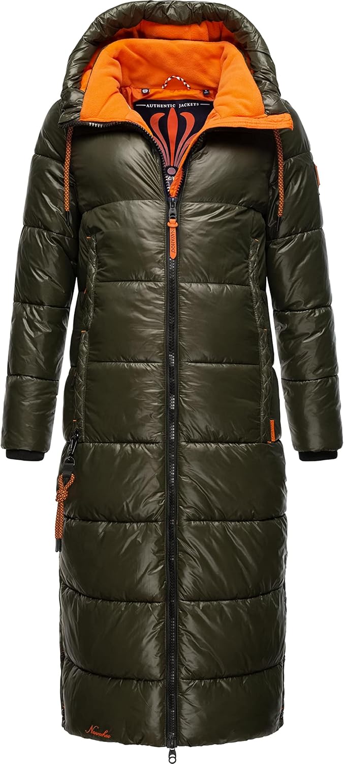 Navahoo Damen Warmer Winter Steppmantel mit Kapuze Schmuseengel XS-XXL XS Dark Olive, XS Dark Olive