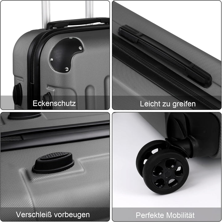 TANTOMI Kofferset 3-teilig, ABS Hartschalenkoffer Set, Reisekoffer Set mit Rollen, Gepäck-Sets (20/2