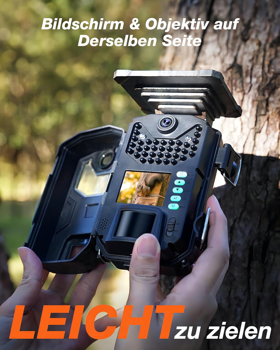 iZEEKER Solar Wildkamera, 2,7K/1520P 30fps 36MP Wildtierkamera mit 940 nm No Glow Infrarot LEDs, Wil