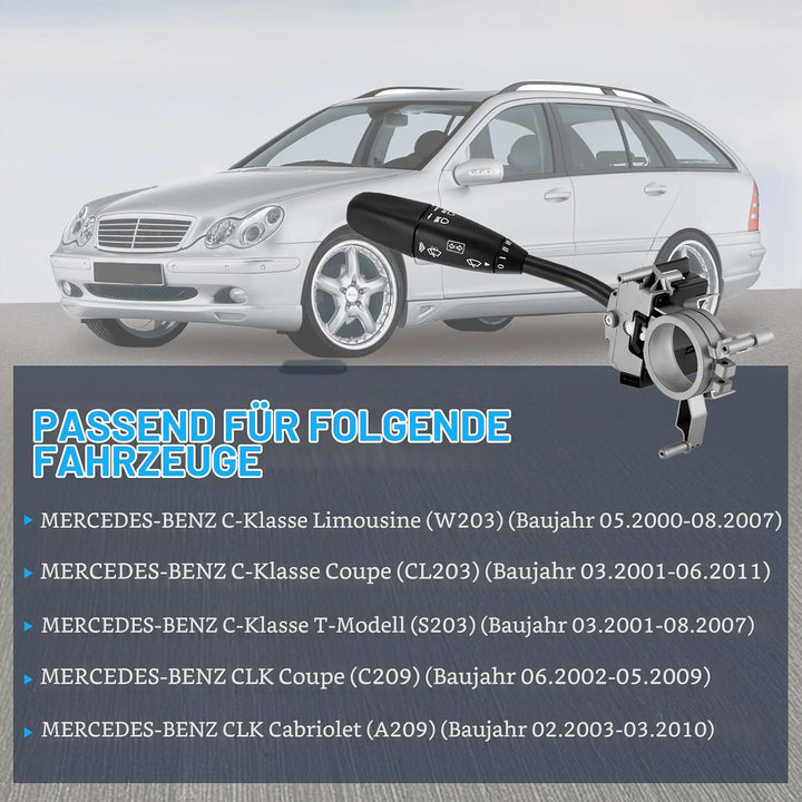 Kombinationsschalter Lenksäulenschalter kompatibel mit C-Klasse W203 S203 CL203 CLK C209 A209 2000–2