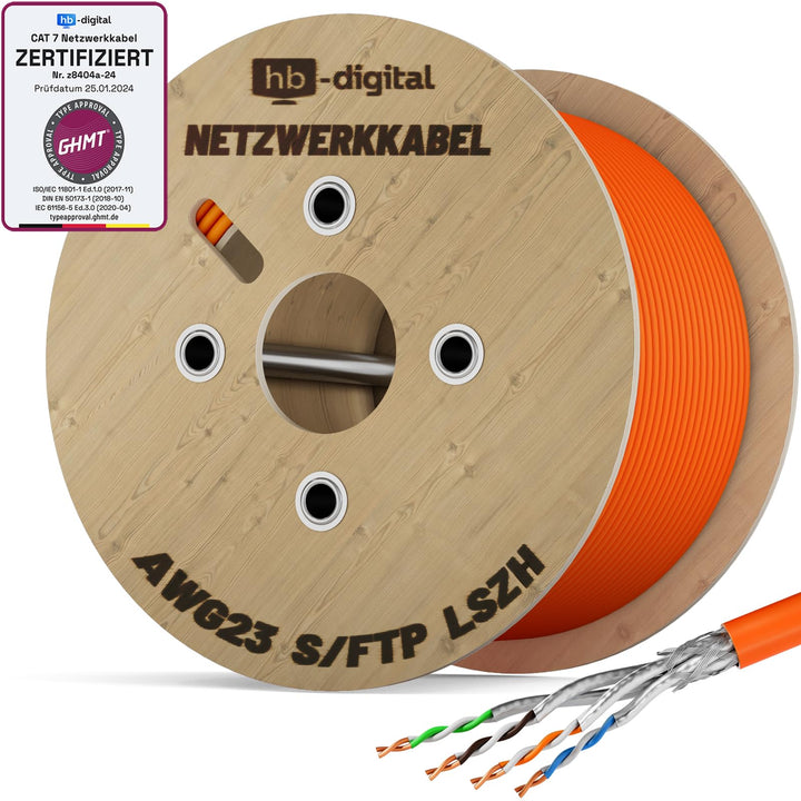 HB-DIGITAL 1000m CAT 7 Netzwerkkabel LAN Kabel Verlegekabel Ethernet Installationskabel 10 Gbit/s AW